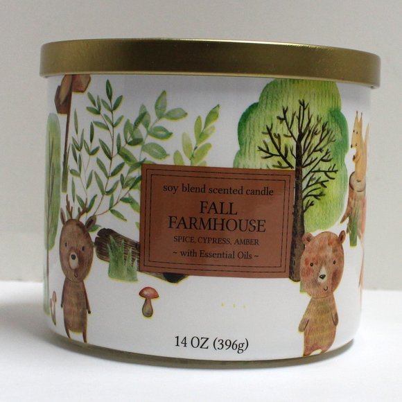 Fall Farmhouse Spice Cypress Amber Soy Blend Scented 14 oz Candle With Lid - Picture 3 of 10